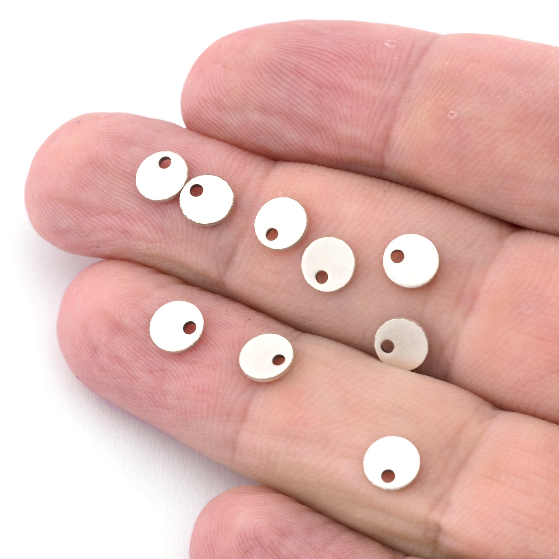 Round Circle Disc Tag Stamping Charms Antique Silver Plated Brass 6mm 1 hole Findings 5104