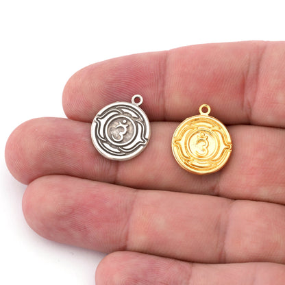 Chakra Ajna Small Charms Shiny Gold - Shiny Silver - Antique Silver Plated or Raw Brass - 19x16mm 5485