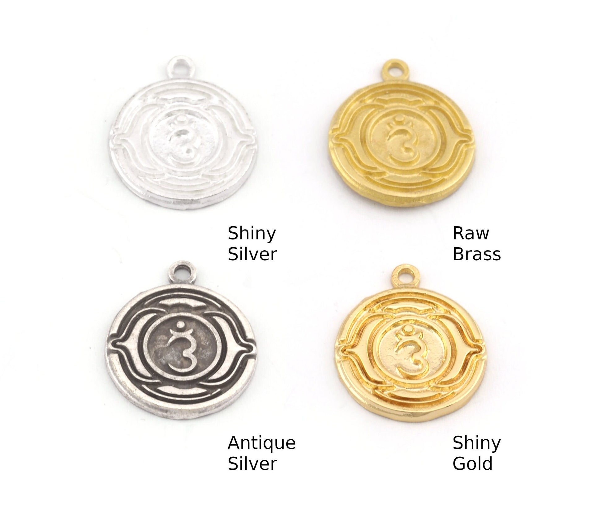 Chakra Ajna Small Charms Shiny Gold - Shiny Silver - Antique Silver Plated or Raw Brass - 19x16mm 5485