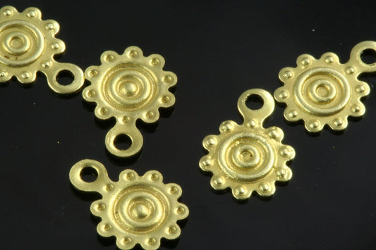 Flower Charms 300 Pcs Raw Brass finding 7mm Raw Brass Round sun ,Findings 917R-36 tmlp