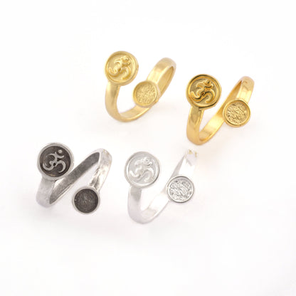 Chakra Sahasrara Ring, Blank Bezel Settings Shiny Gold - Shiny Silver - Antique Silver Plated or Raw Brass 6mm 5488