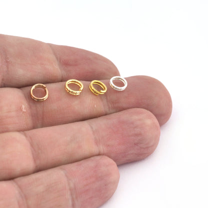 6mm Open Double Jump Brass Ring Gold, Silver , Rose Gold Plated Raw 20 gauge( 0,8mm ) 2105-14