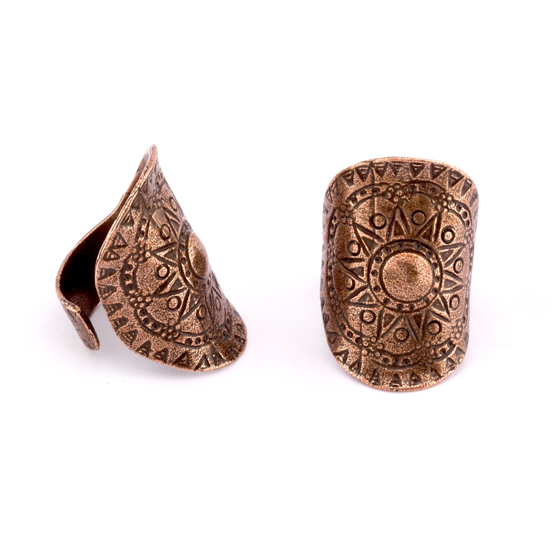 Sun Ring Textured Adjustable Ring Antique Copper Plated Brass (20mm 10US inner size) OZ2813