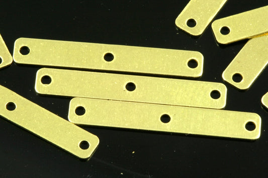 Rectangle Connector Spacer 3 hole raw brass 4x25mm charms , findings 652R3-36