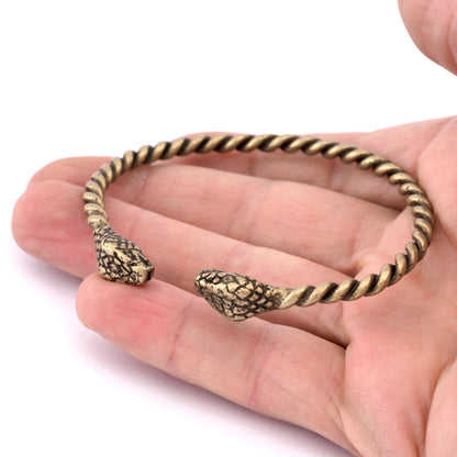 Snake Twisted Swirl Bracelet Antique Bronze Plated Brass (64mm inner size - Adjustable ) 5490