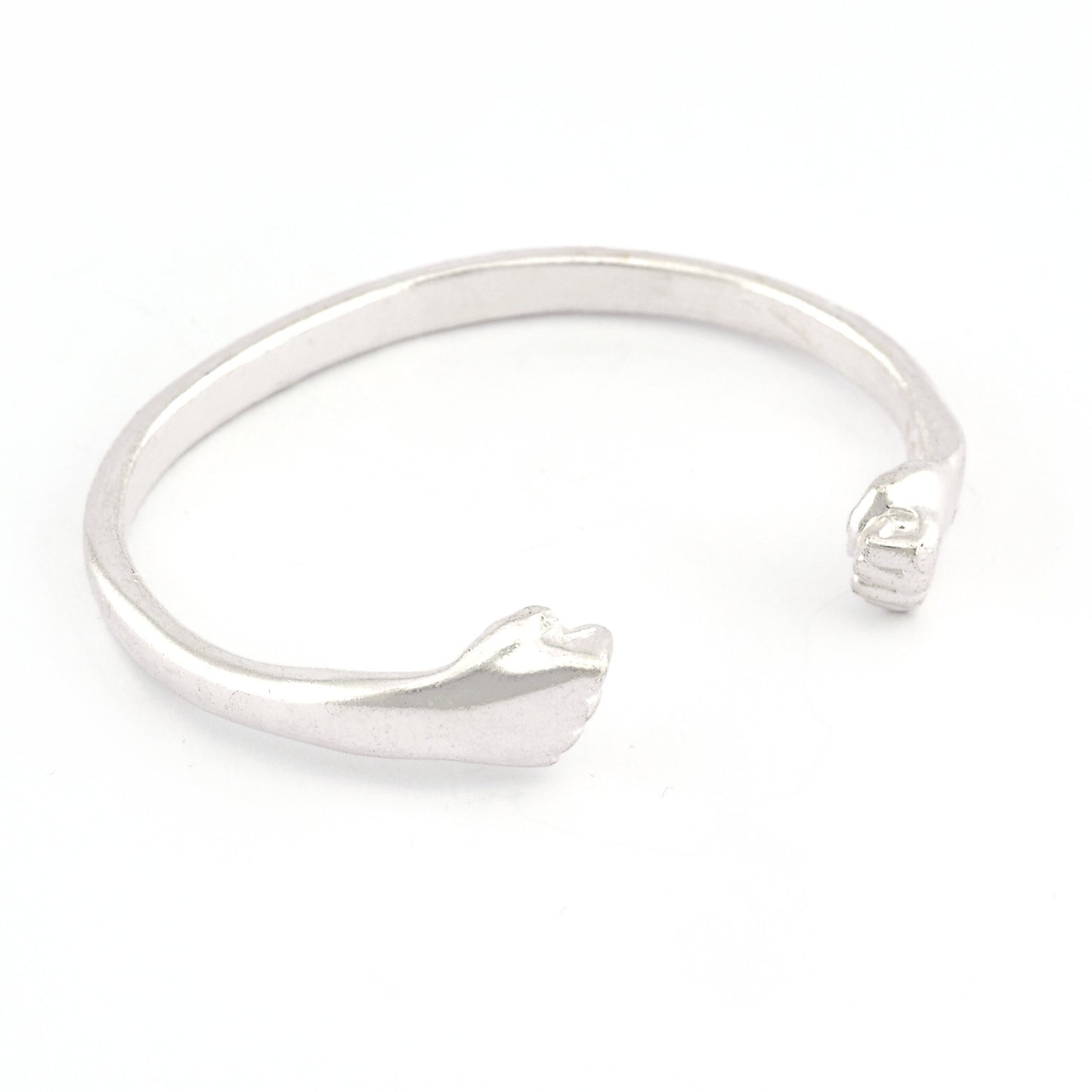 Punch Bracelet Shiny Silver Plated Brass (55mm inner size - Adjustable ) 5034