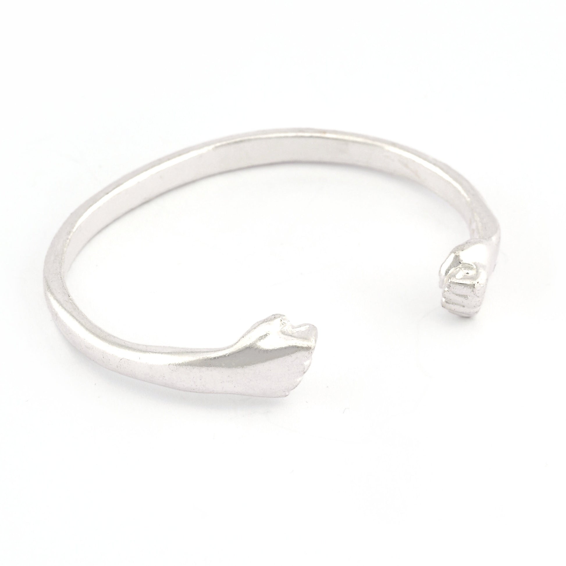 Punch Bracelet Shiny Silver Plated Brass (55mm inner size - Adjustable ) 5034
