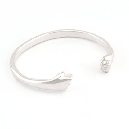 Punch Bracelet Shiny Silver Plated Brass (55mm inner size - Adjustable ) 5034