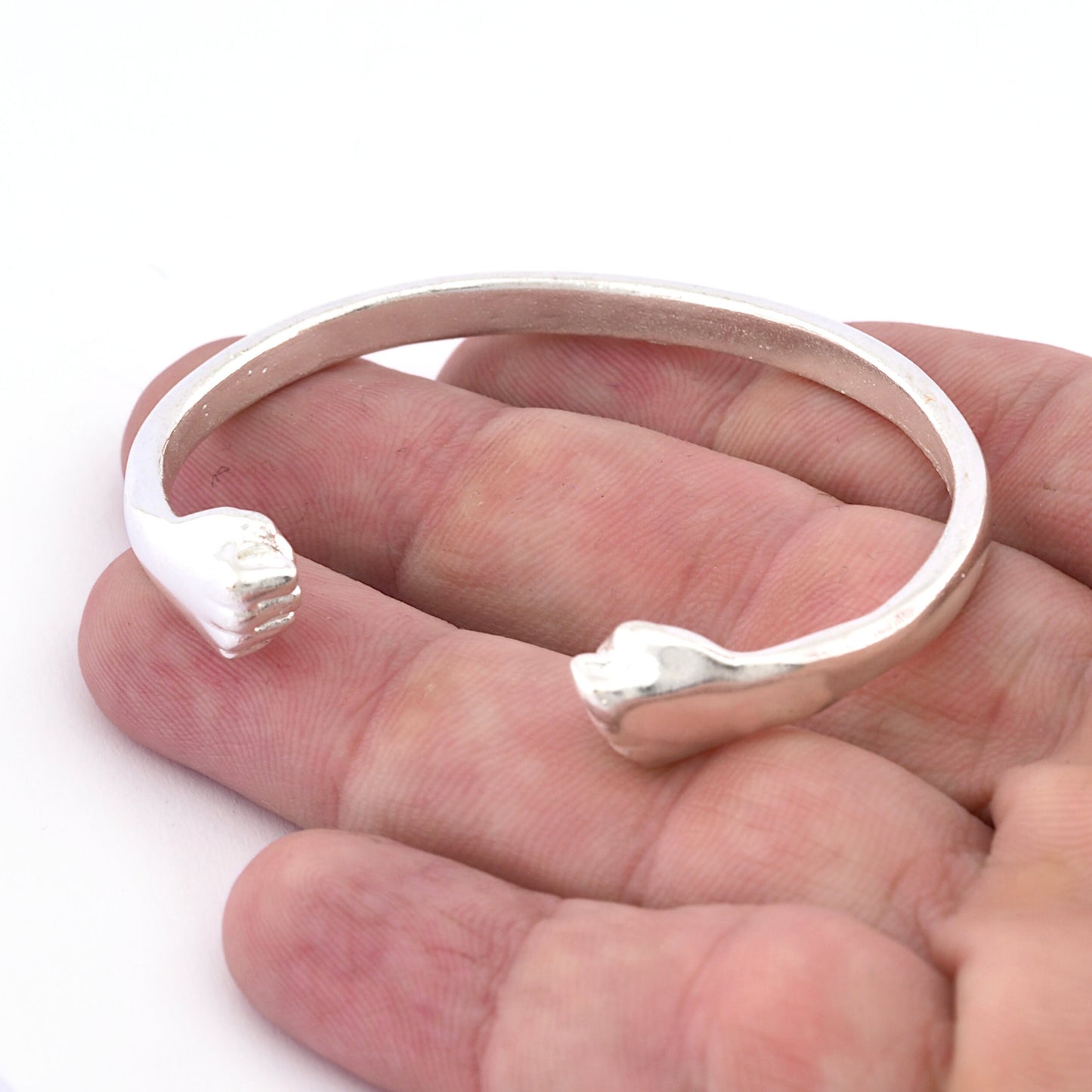 Punch Bracelet Shiny Silver Plated Brass (55mm inner size - Adjustable ) 5034