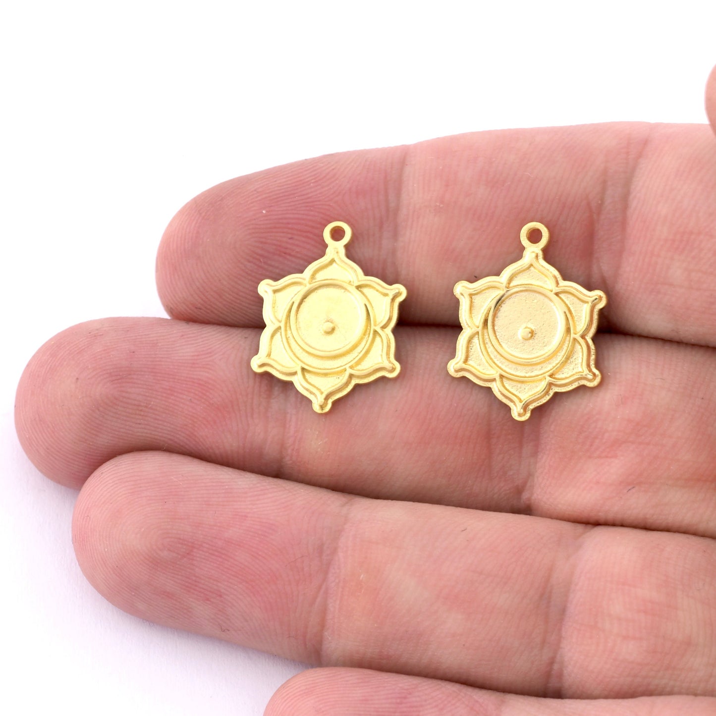 Chakra Svadhishthana Small Charms Shiny Gold - Shiny Silver - Antique Silver Plated or Raw Brass - 20x16mm 5496