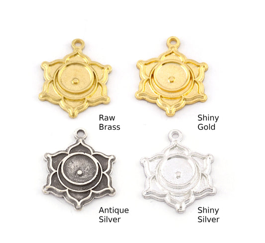 Chakra Svadhishthana Small Charms Shiny Gold - Shiny Silver - Antique Silver Plated or Raw Brass - 20x16mm 5496