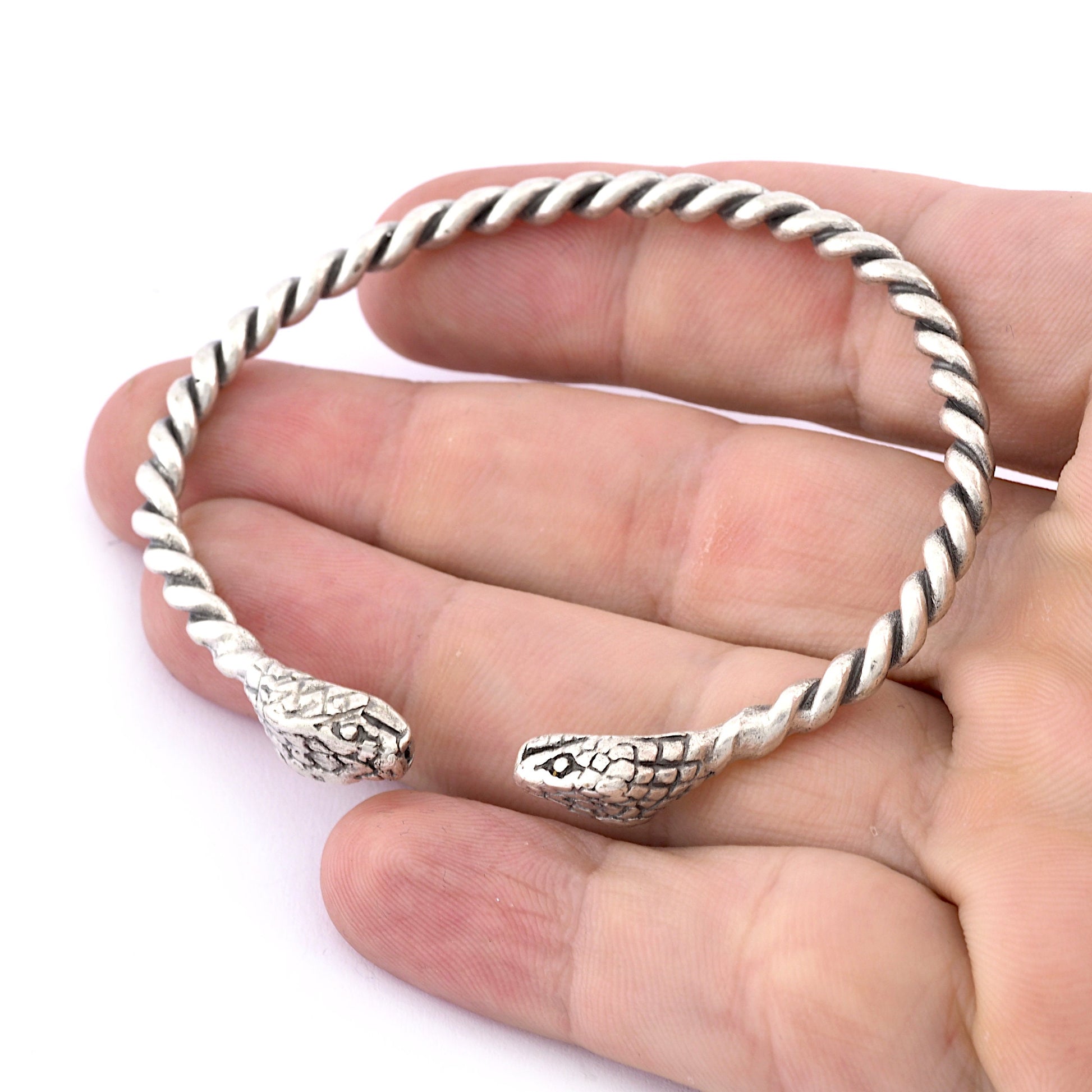 Snake Twisted Swirl Bracelet Antique Silver Plated Brass (64mm inner size - Adjustable ) 5490