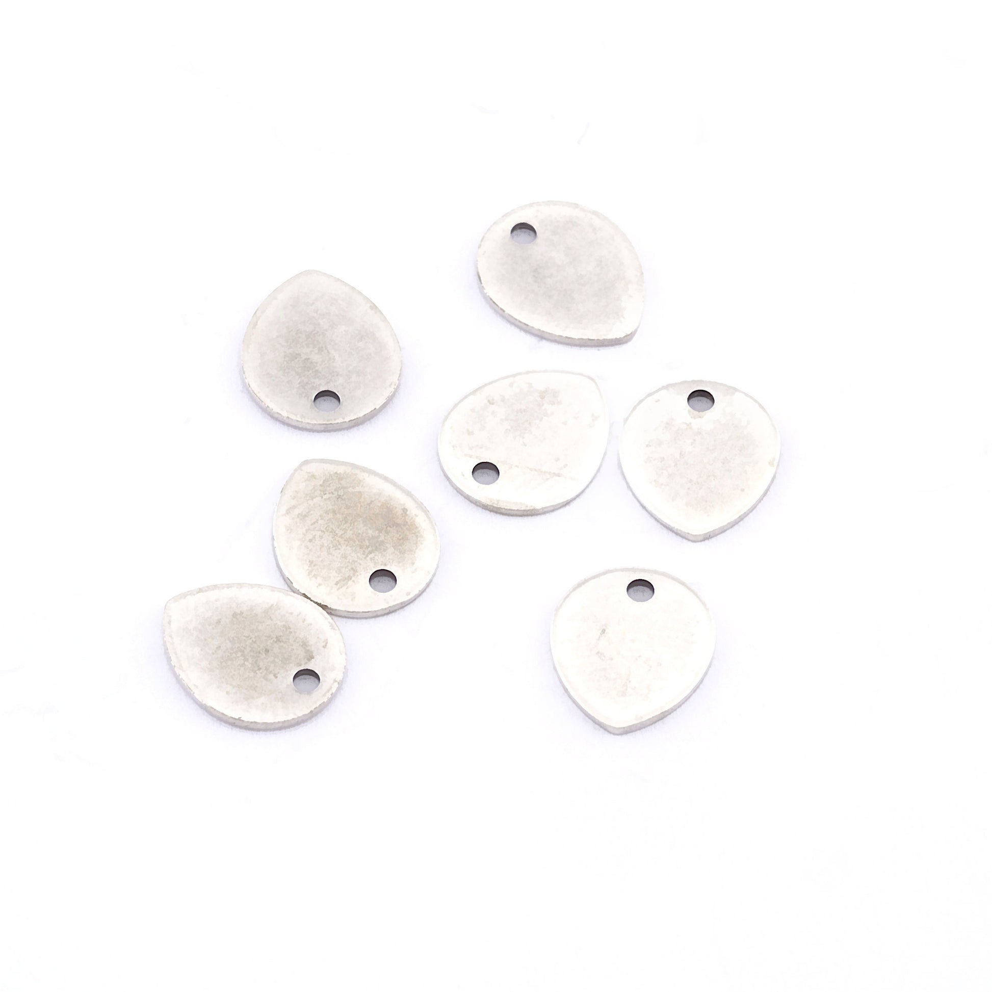 Drop Shape Charms Antique Silver Plated Brass - 1 hole 12x10mm thickness 0.8mm 4188