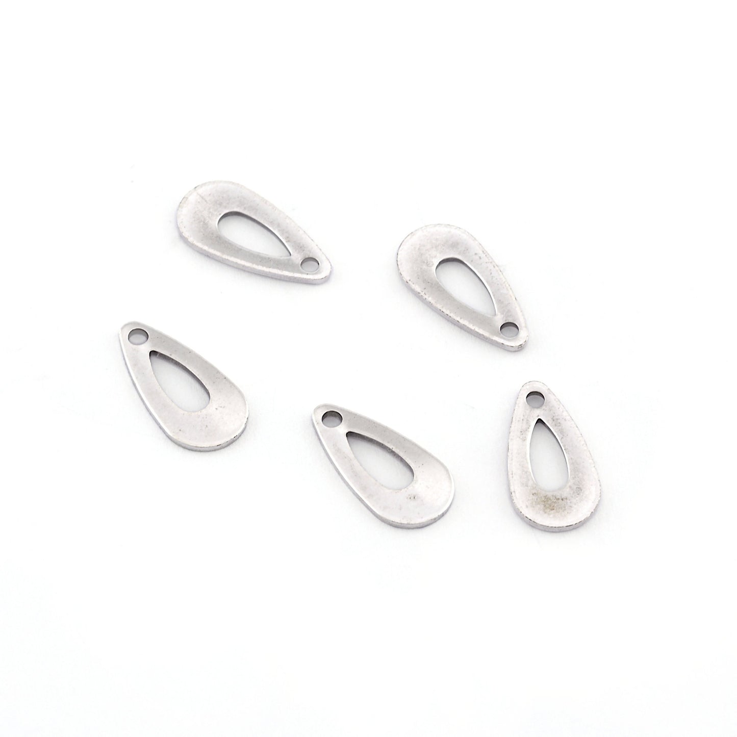 Drop Shape Charms 1 hole 14.5x7.5mm Antique Silver Plated Brass thickness 0.8mm R318