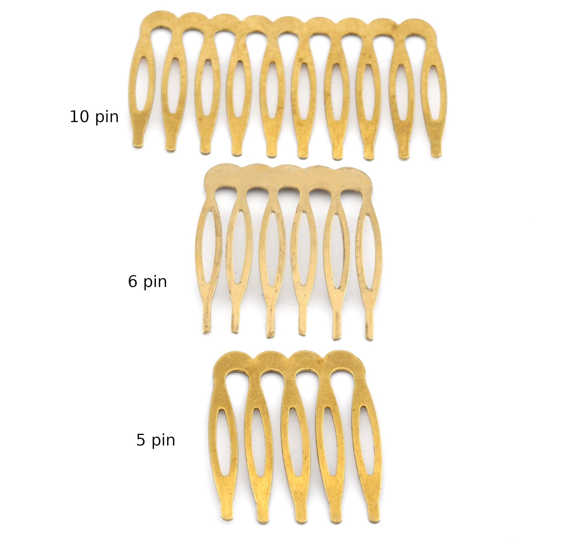 Raw Brass comb hairpin 10 pin, 6 pin, 5pin finding 3721