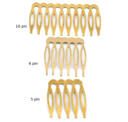 Raw Brass comb hairpin 10 pin, 6 pin, 5pin finding 3721