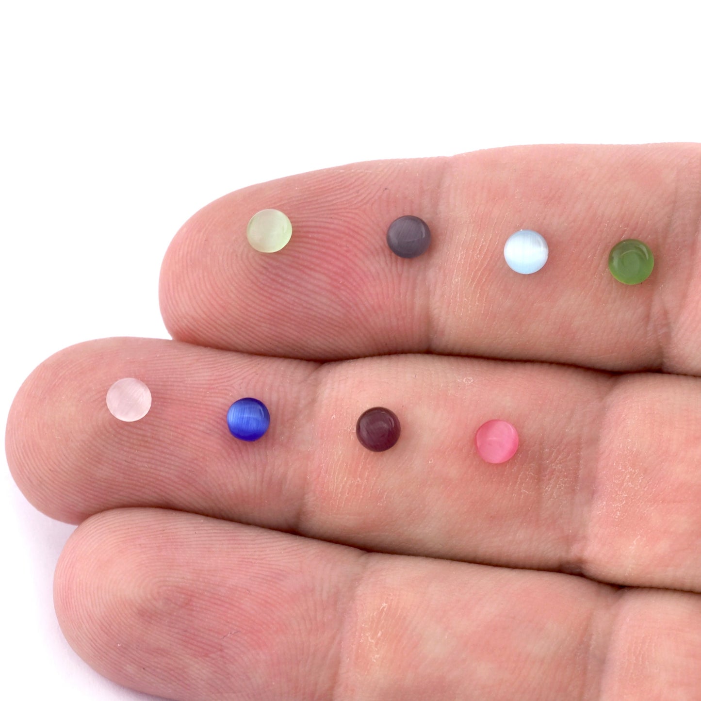 Round Cabochons 4mm Synthetic Cats Eye Glass Multi Color Cab166