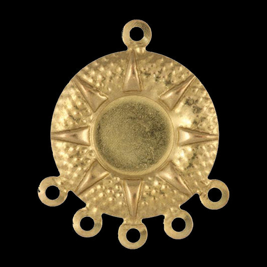 Raw brass Blank 12mm setting 34x28mm Circle 6 hole connector charms , findings earring 19R-50