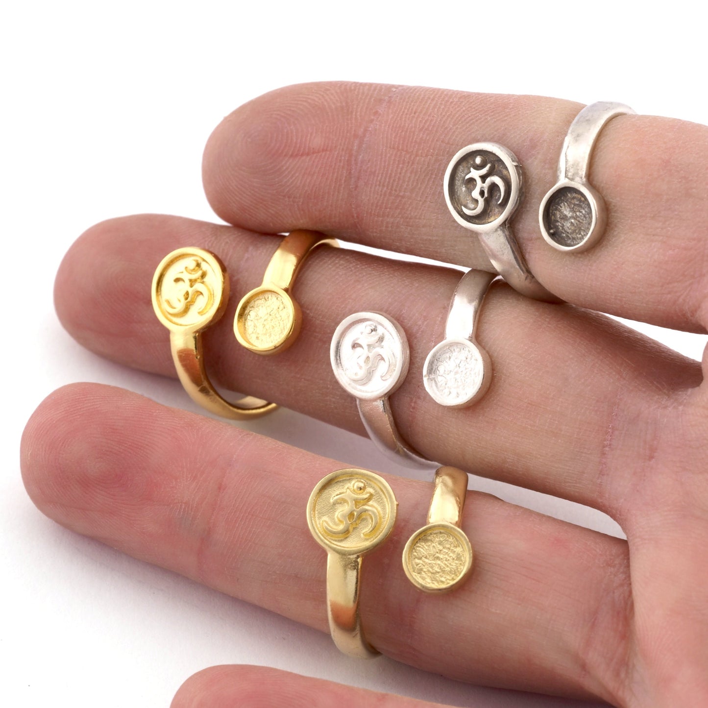 Chakra Sahasrara Ring, Blank Bezel Settings Shiny Gold - Shiny Silver - Antique Silver Plated or Raw Brass 6mm 5488