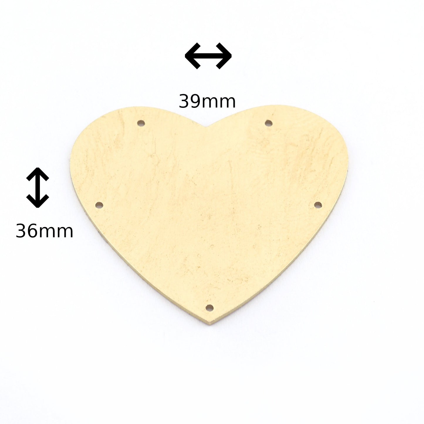 Heart raw brass tag connector raw brass findings 39x36mm (0,8mm Thick) 5492