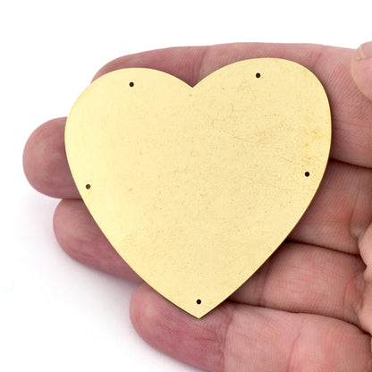 Heart raw brass tag connector raw brass findings 60x55mm (0,8mm Thick) 5492