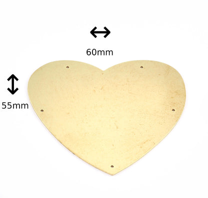 Heart raw brass tag connector raw brass findings 60x55mm (0,8mm Thick) 5492