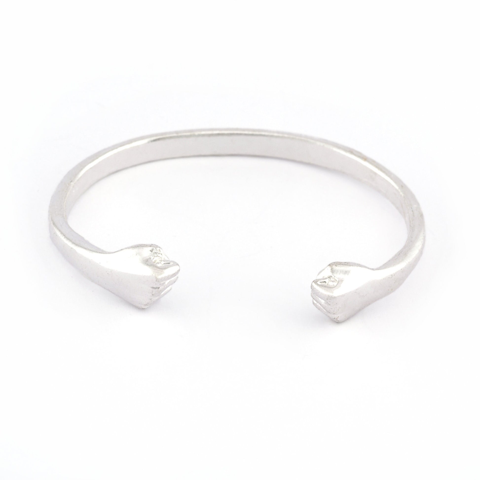 Punch Bracelet Shiny Silver Plated Brass (55mm inner size - Adjustable ) 5034