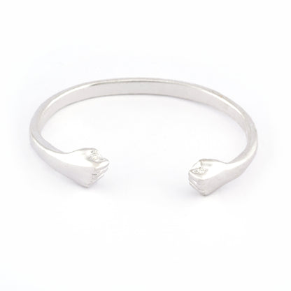 Punch Bracelet Shiny Silver Plated Brass (55mm inner size - Adjustable ) 5034