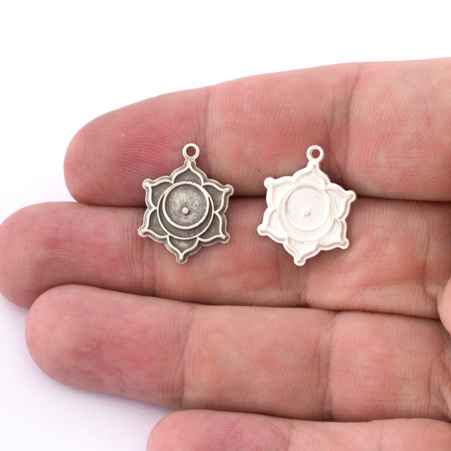 Chakra Svadhishthana Small Charms Shiny Gold - Shiny Silver - Antique Silver Plated or Raw Brass - 20x16mm 5496