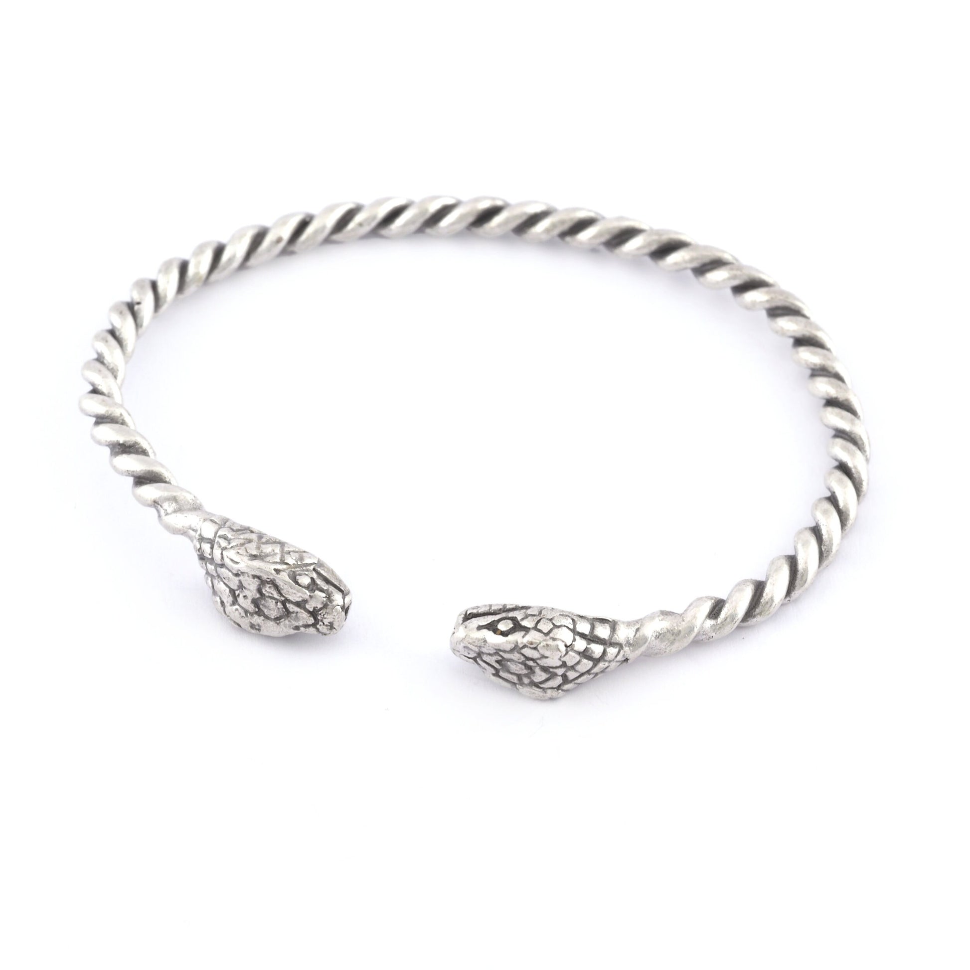 Snake Twisted Swirl Bracelet Antique Silver Plated Brass (64mm inner size - Adjustable ) 5490