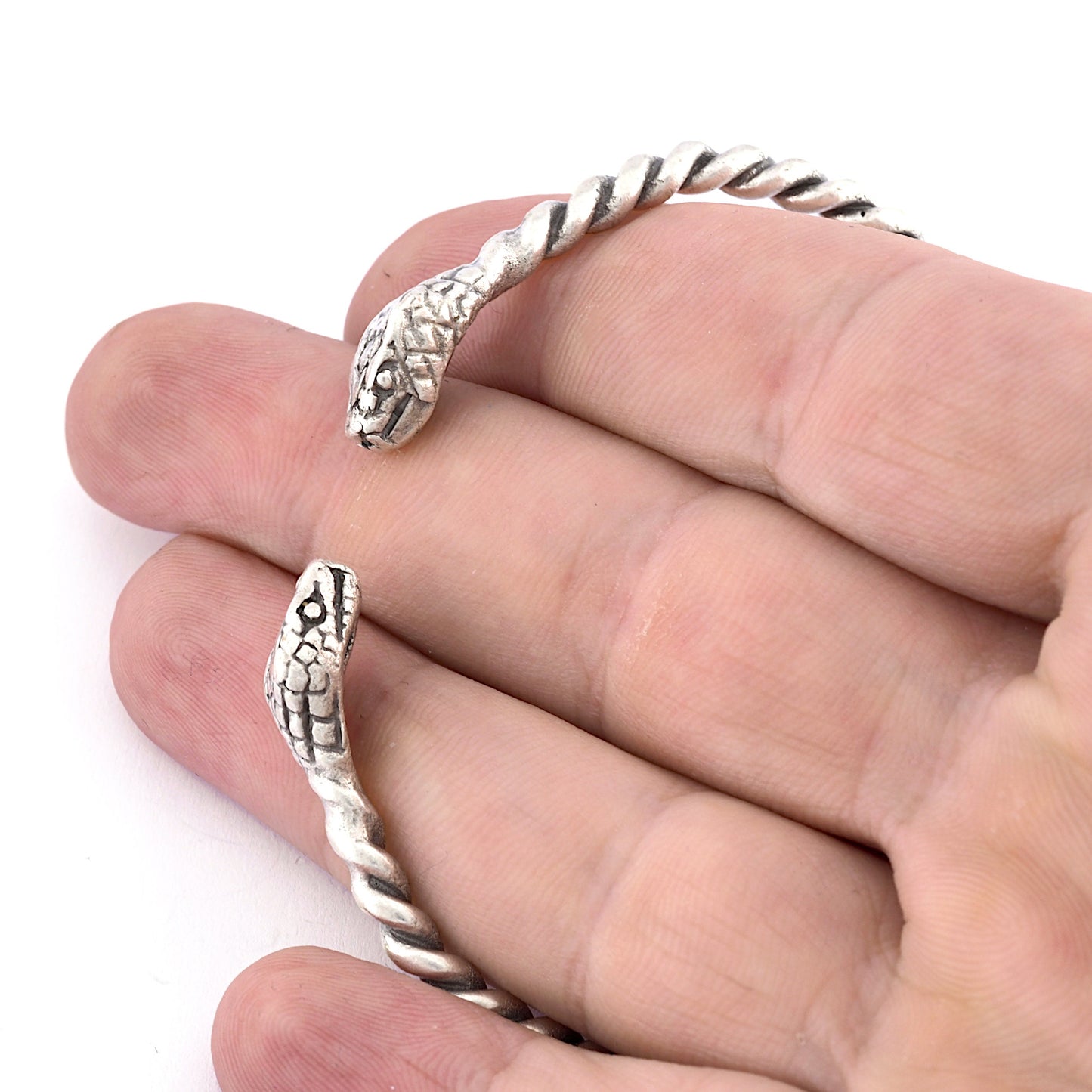 Snake Twisted Swirl Bracelet Antique Silver Plated Brass (64mm inner size - Adjustable ) 5490