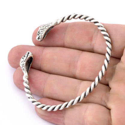 Snake Twisted Swirl Bracelet Antique Silver Plated Brass (64mm inner size - Adjustable ) 5490