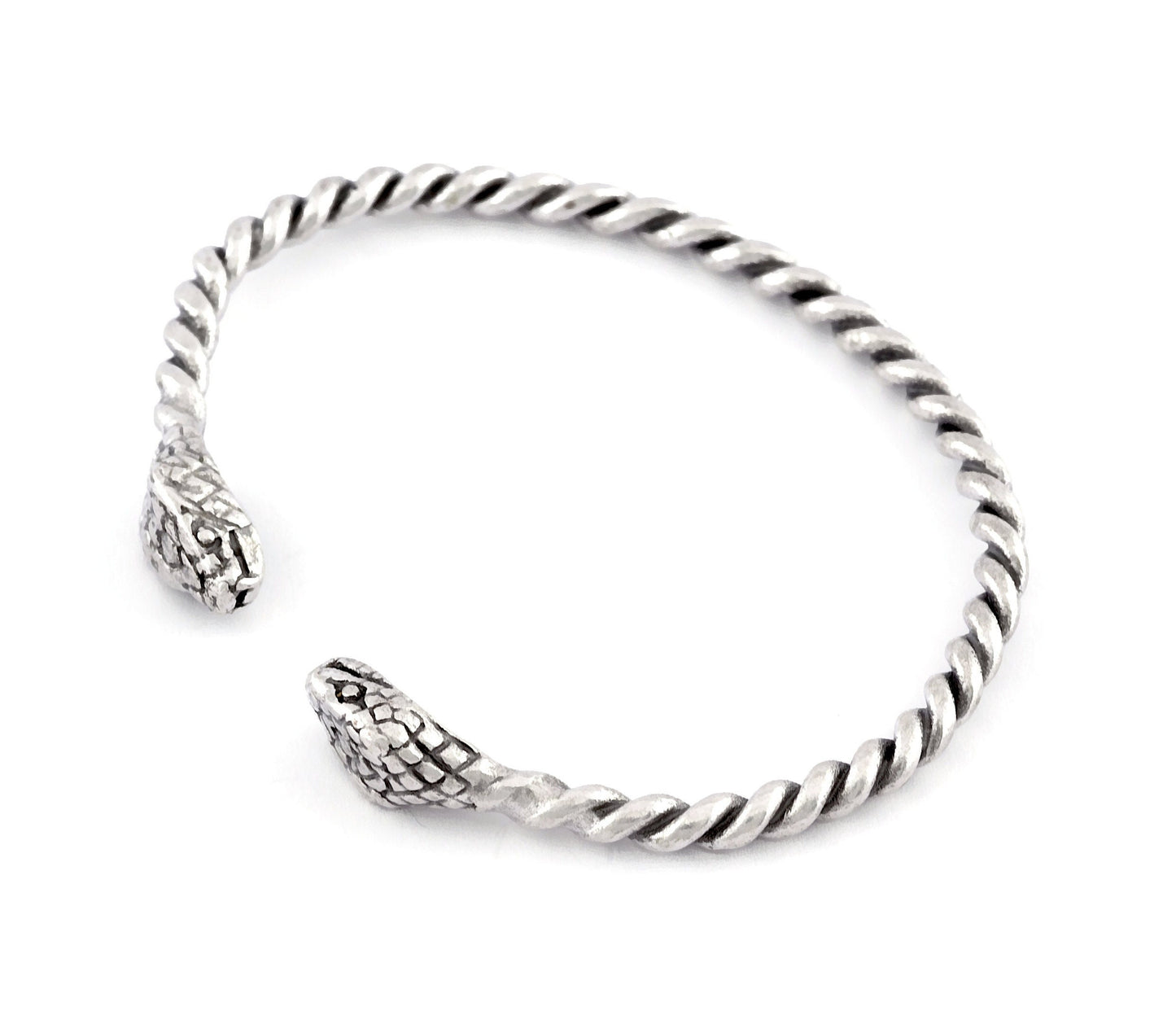 Snake Twisted Swirl Bracelet Antique Silver Plated Brass (64mm inner size - Adjustable ) 5490