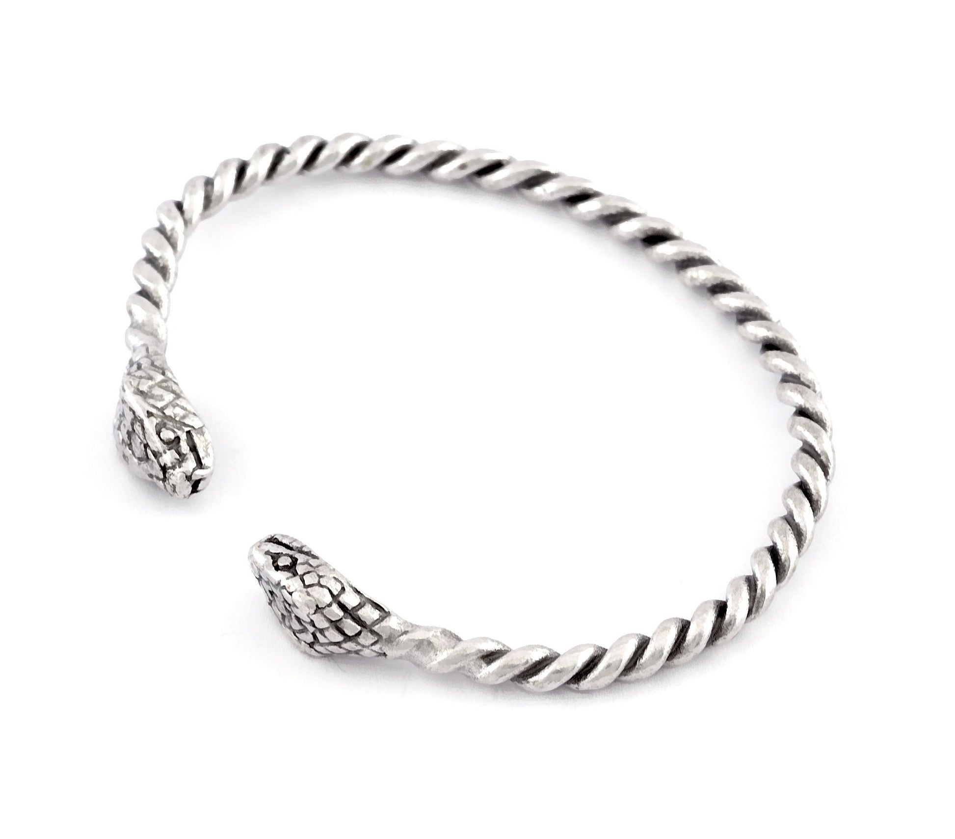 Snake Twisted Swirl Bracelet Antique Silver Plated Brass (64mm inner size - Adjustable ) 5490