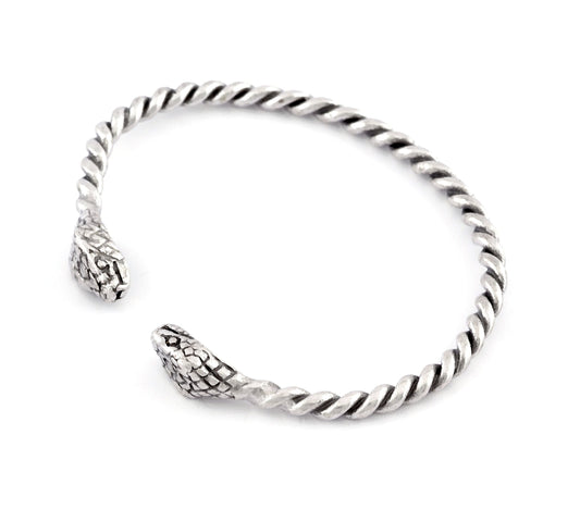 Snake Twisted Swirl Bracelet Antique Silver Plated Brass (64mm inner size - Adjustable ) 5490