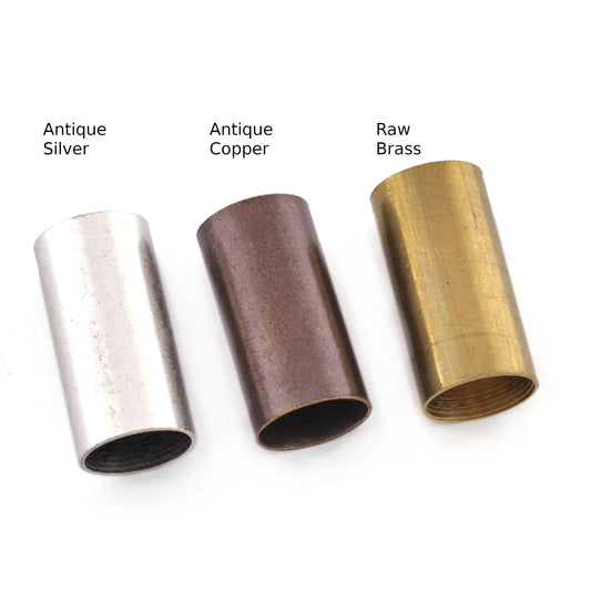 Cylinder round tubes Raw brass, Antique Silver, Antique Copper 15x30mm (hole 14mm) 1899