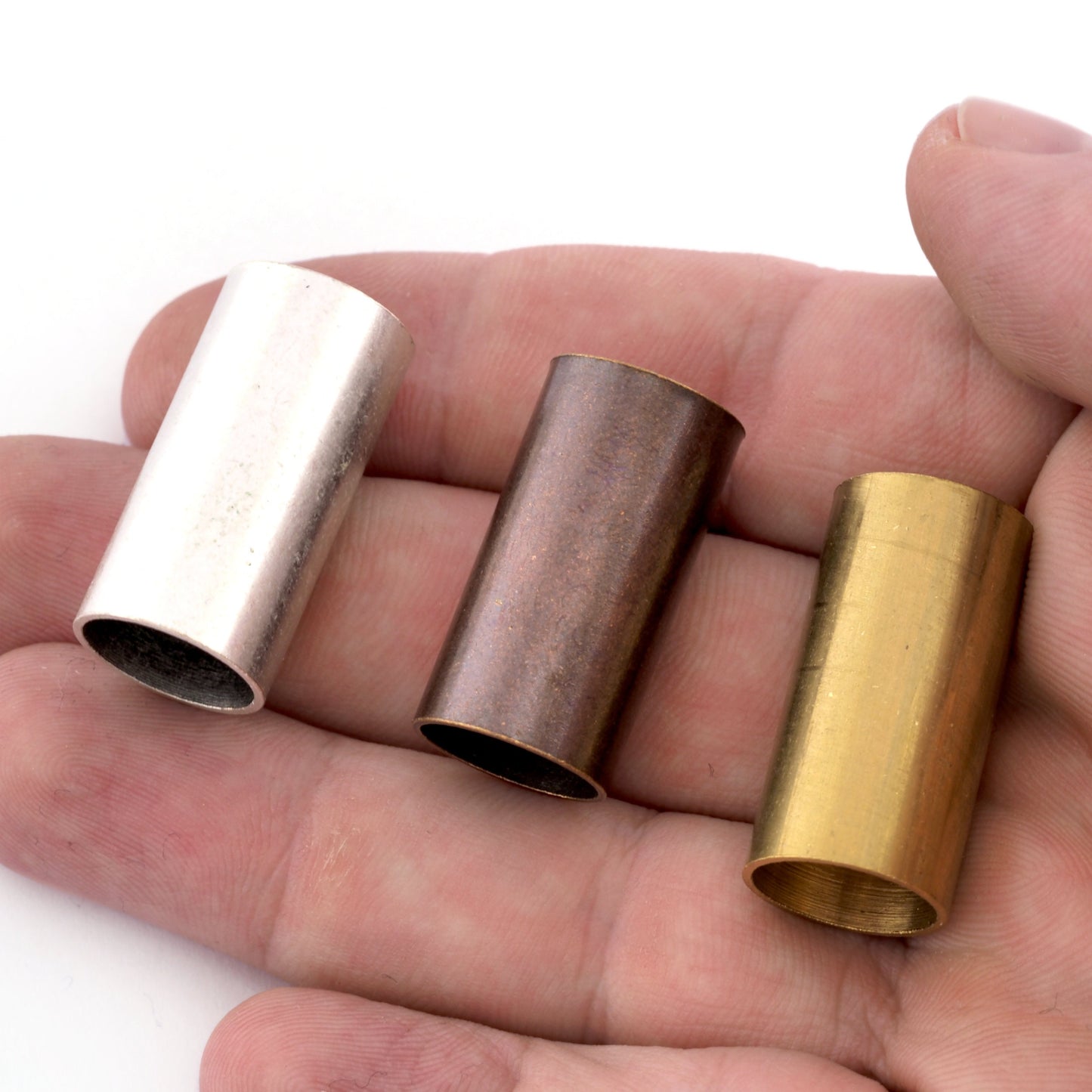 Cylinder round tubes Raw brass, Antique Silver, Antique Copper 15x30mm (hole 14mm) 1899