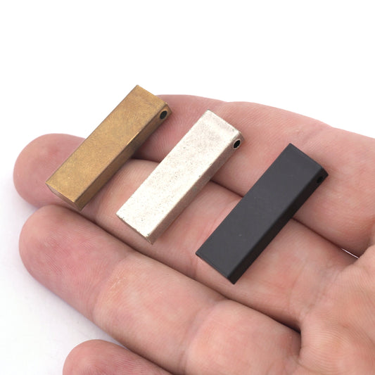Rectangle bar rod findings stamping Raw Brass, Antique Silver, Black 10x30x4mm 1722