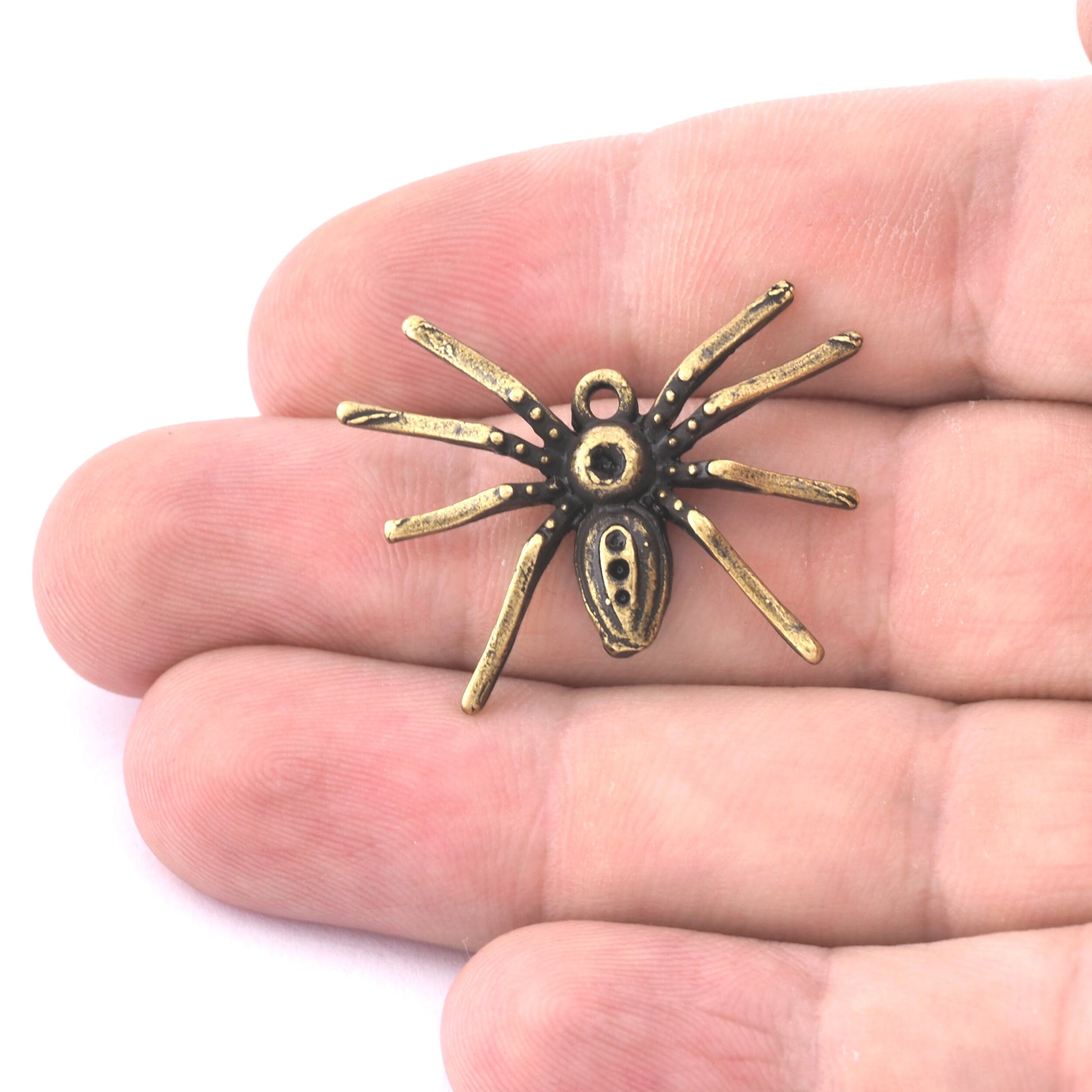 Spider Charms, Raw brass, Antique silver Bronze, Shiny Gold Silver Black Bezel Blank setting 32x25mm (2mm blank) 5230