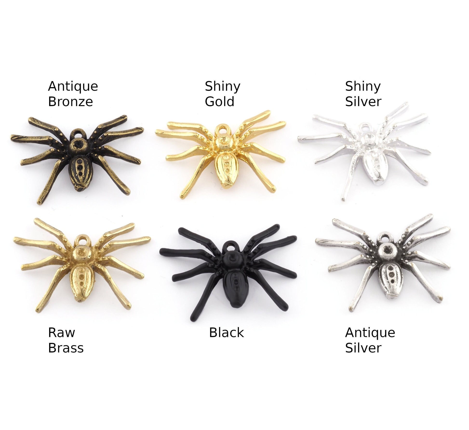 Spider Charms, Raw brass, Antique silver Bronze, Shiny Gold Silver Black Bezel Blank setting 32x25mm (2mm blank) 5230