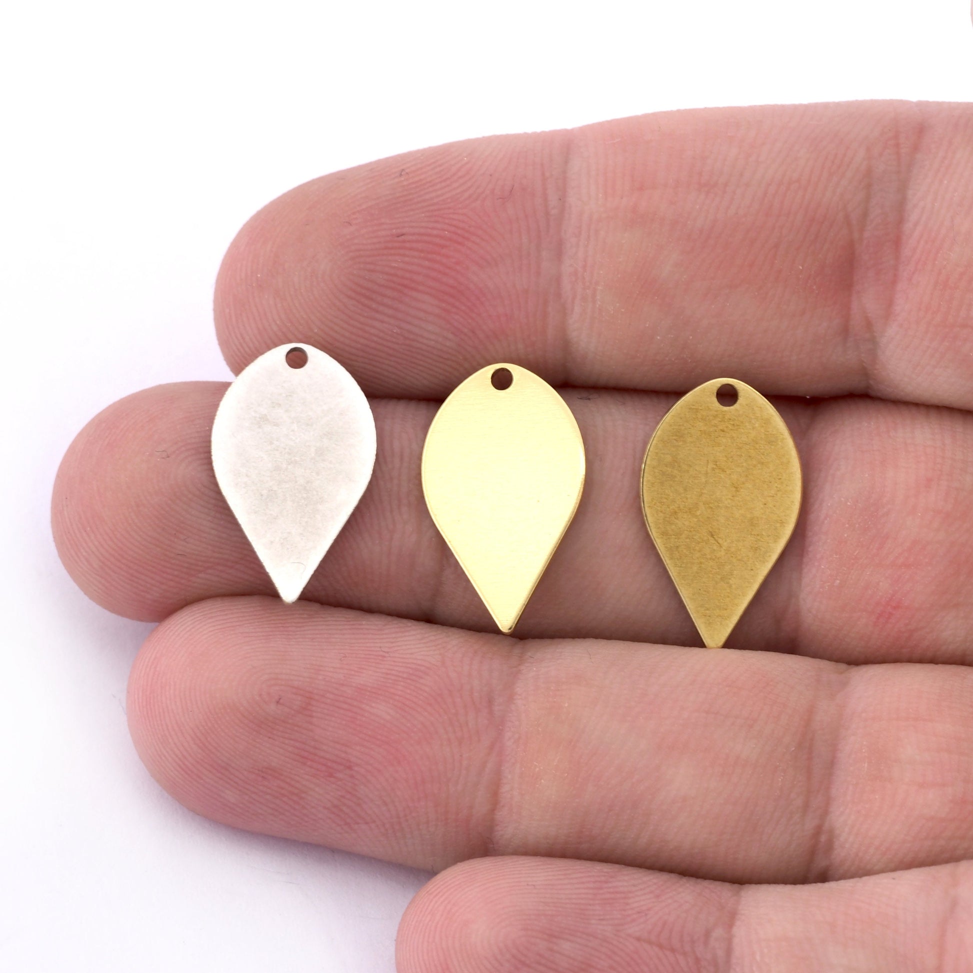 Drop Shape Tag Charms 20x12mm Raw brass, Antique Silver, Shiny Gold findings stamping 5504