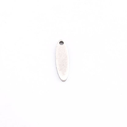 Oval tag stamping charms findings blank Brass Antique Silver Plated 4x14mm (0.8mm thickness) 1 hole 4520