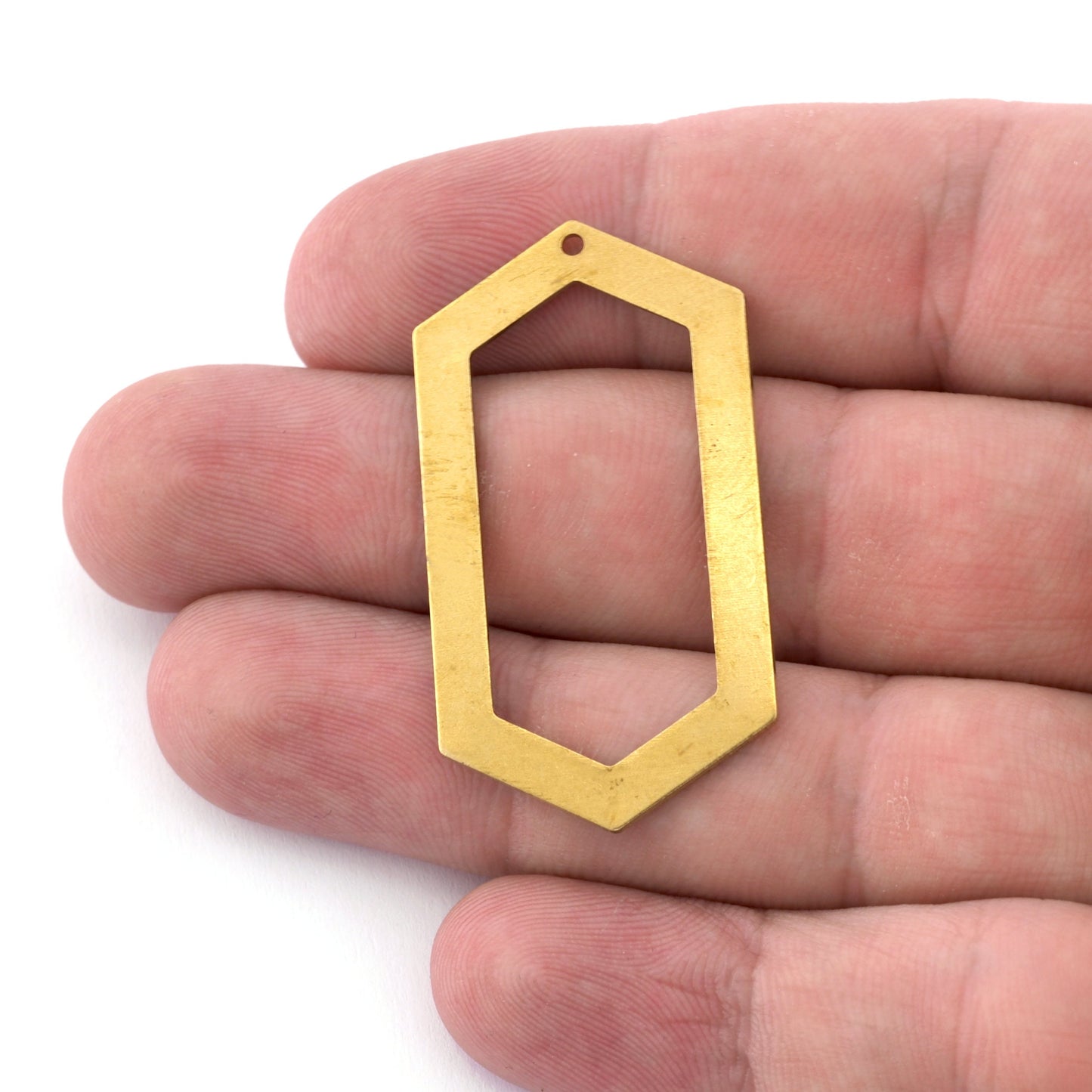 Elongated Charms Frame Hexagon Shape Raw Brass , Antique Silver, Shiny Gold Plated 45x24mm 0.8 Thick stamping blank 1 hole tag pendant 1084