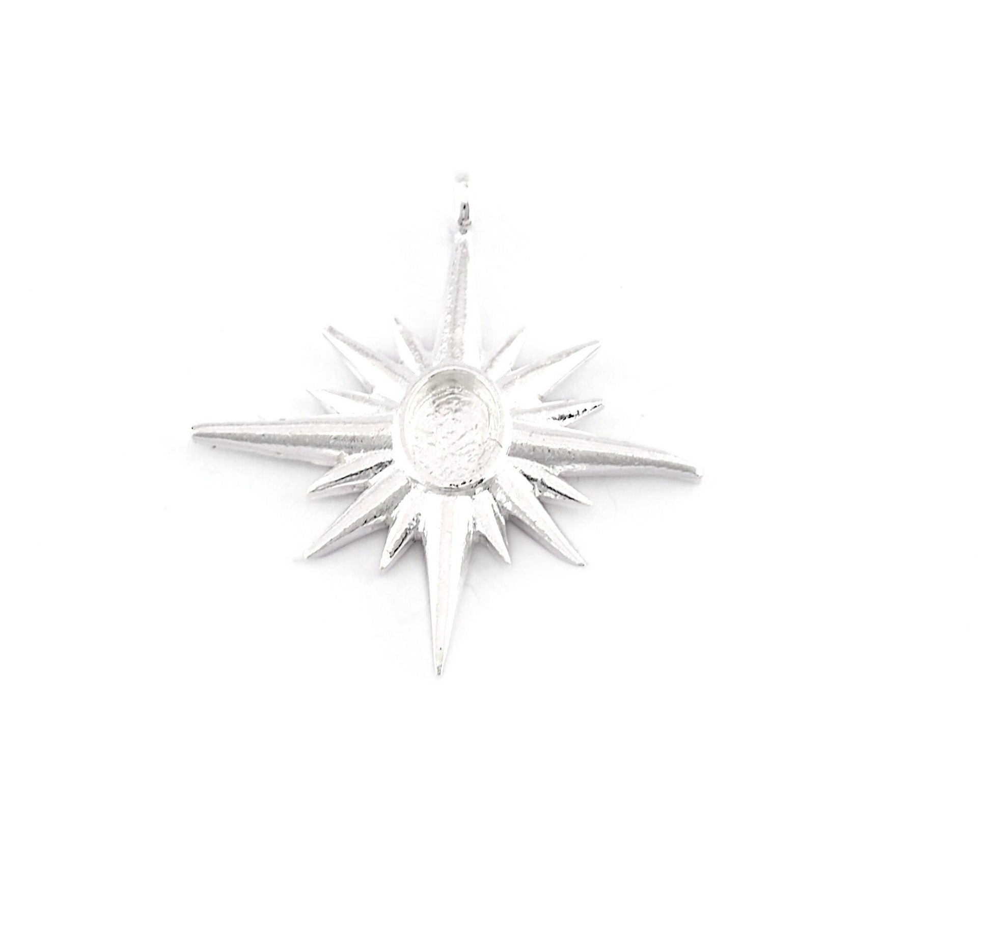 Star Pendant Blank Shiny Silver Plated Brass setting 32x29mm (6x4mm blank size) findings OZ2540-185
