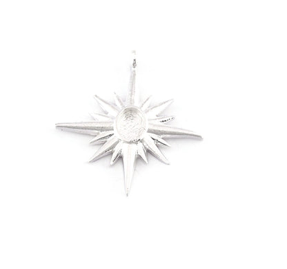 Star Pendant Blank Shiny Silver Plated Brass setting 32x29mm (6x4mm blank size) findings OZ2540-185