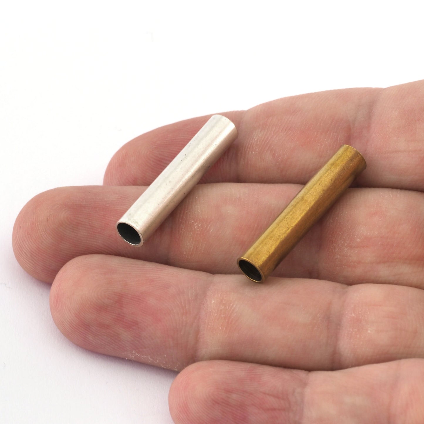 Round Tube Raw brass, Antique Silver plated 30x6mm (hole 5mm ) spacer bead ttt630 1637