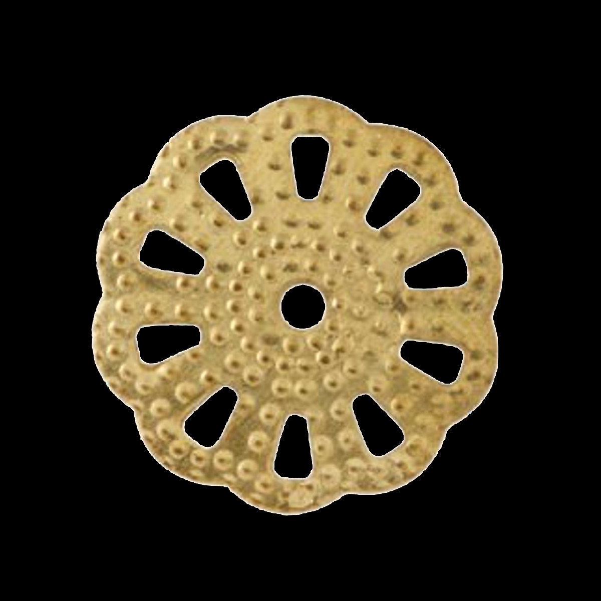 16mm raw brass filigree connector, 10 loops, 118R-50
