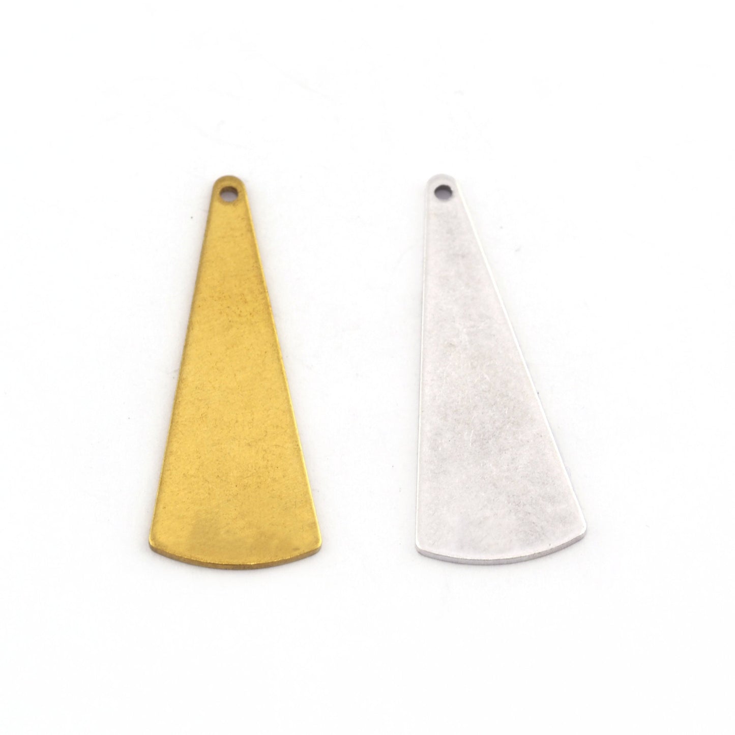 Triangle Charm Raw Brass, Antique Silver 37x14mm (0.8mm thickness) 1 hole Tag findings 2464-200