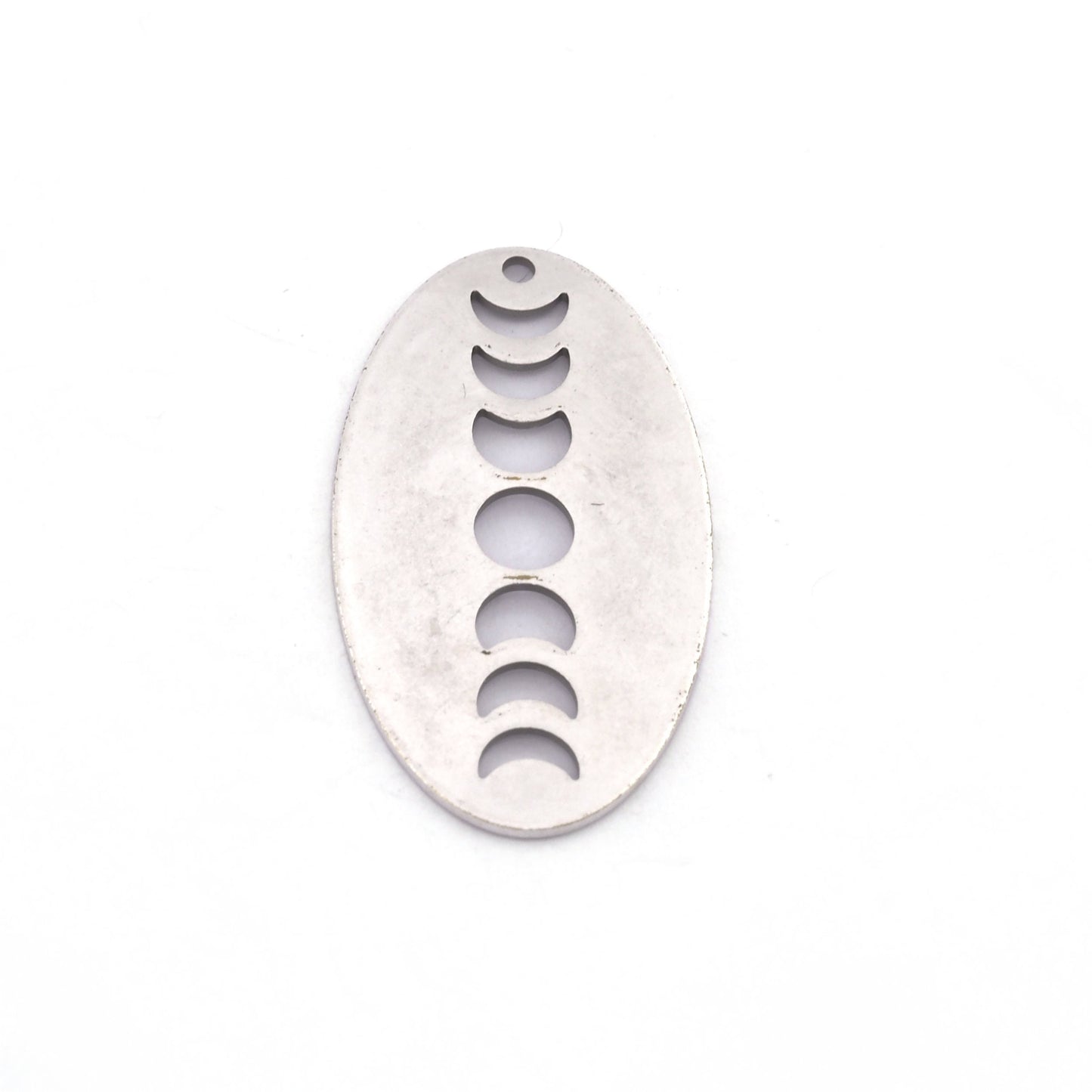 Oval Moon Phase Brass Antique Silver plated 35x19mm 1 hole charms findings 4254