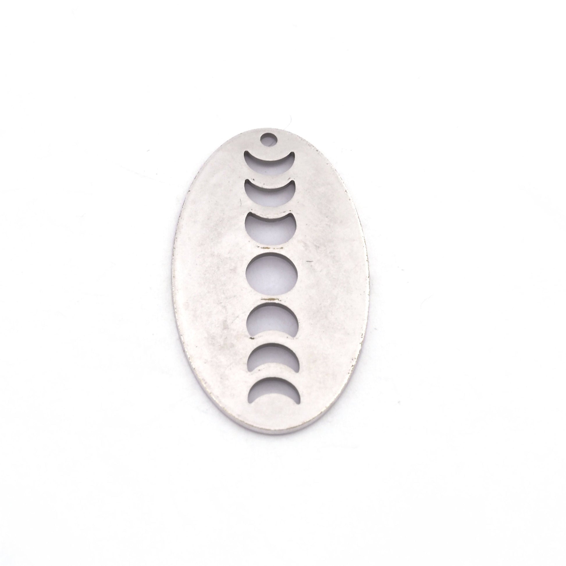 Oval Moon Phase Brass Antique Silver plated 35x19mm 1 hole charms findings 4254